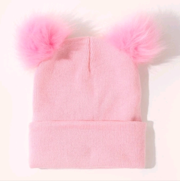 Baby Pink Pom Beanie Hat - Picture 2 of 4